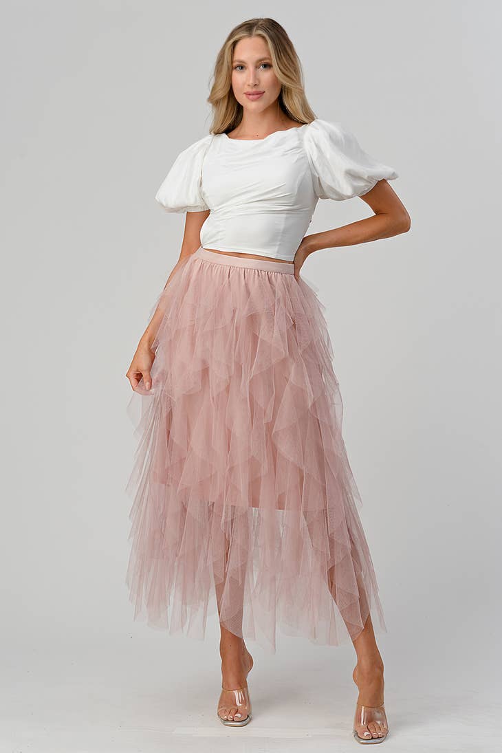 tulle skirt, pink tulle skirt, ruffled tulle skirt, layered tulle skirt,  maxi tulle skirt, long tulle skirt