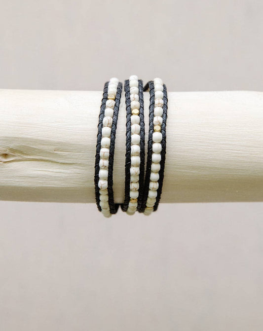 Black & White 3 Wrap Bracelet. Liv Thai, Artisan, Handmade 