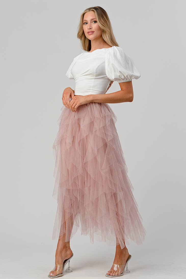 Layered tulle midi top skirt