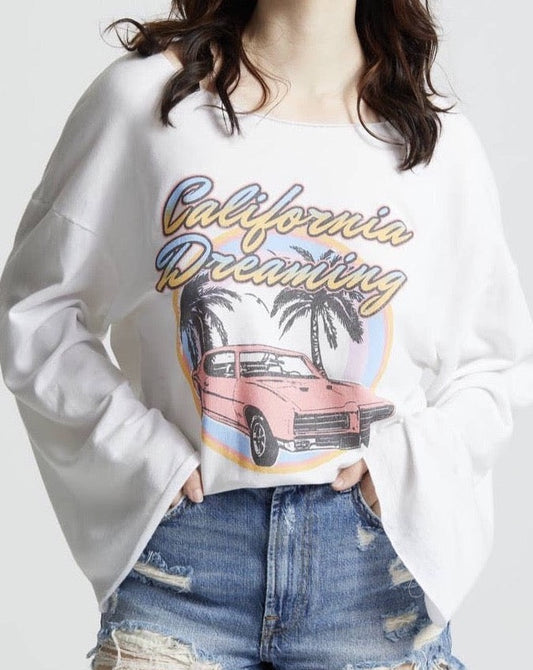 California Dreaming Bell Sleeve Burn Out. Long Sleeve California top, Recycled Karma long sleeve top