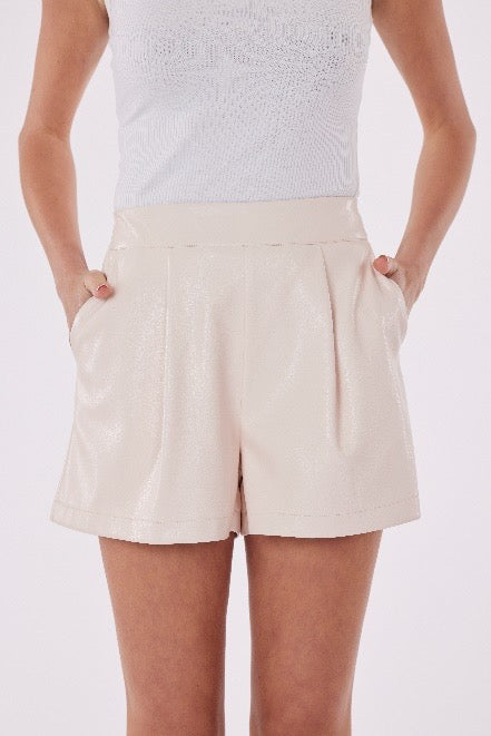 Vegan Leather Pleated Shorts - Just One Thing
