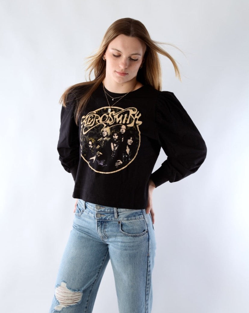 Aerosmith Back In The Saddle Puff Sleeve. Graphic Tees, Vintage Tee, Recycled Karma