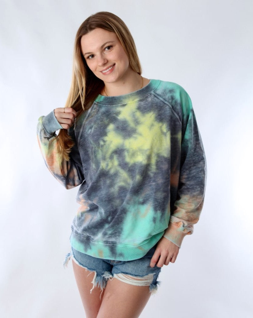 Tye Dye Sweatshirt. Recycled Karma tye dye sweatshirt, tie dye sweatshirt, oversized tye died sweatshirt