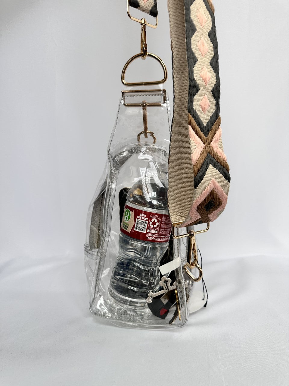 James Stadium Clear Sling Bag with Black Accent & Guitar Strap