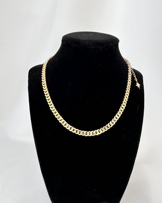 17" gold chain, heavy gold chain, cuban gold chain, Mila +Stevie Este Cuban Gold chain necklace,, Layering gold necklace, heavy gold chain