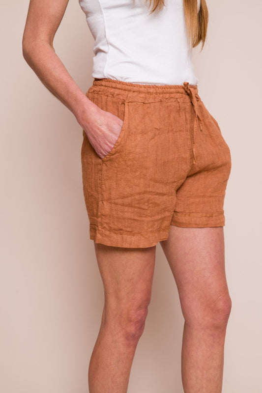 SAMMY Linen Short With Elastic Waistband And Tie