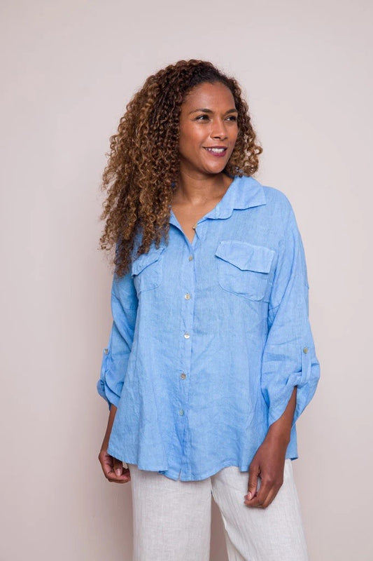 Sol Linen Shirt with Front Pockets
